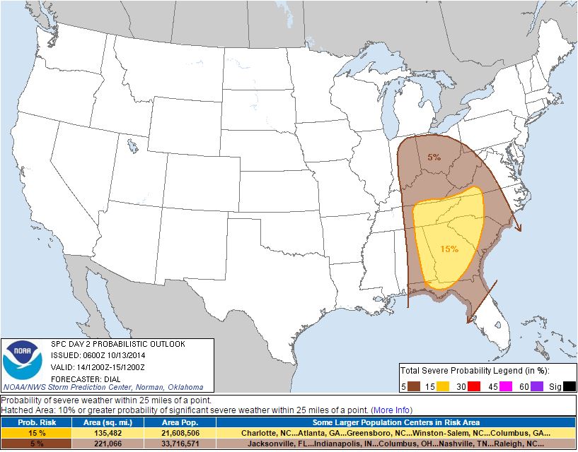 Severe Weather possible 10-14