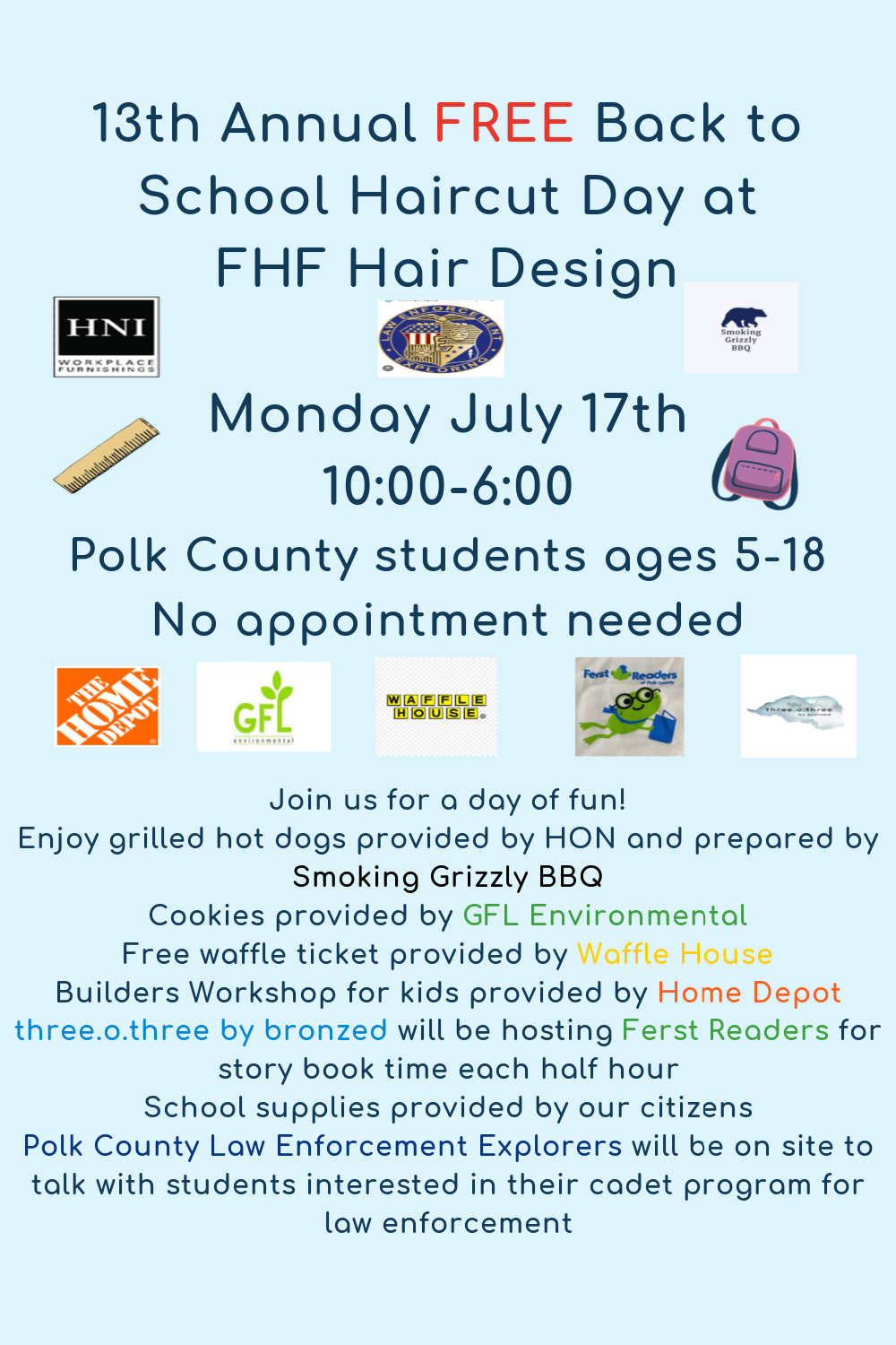 Back to School Free Haircuts Flyer